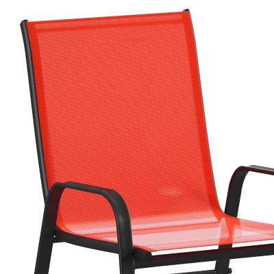 Image showing 8 th Flash Furniture 4 Pack Brazos Series Outdoor Stack Chair with Flex Comfort Material and Metal Frame
