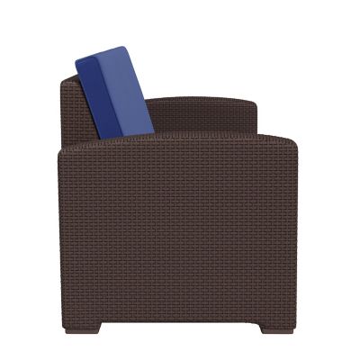 Image showing 7 th Flash Furniture Seneca Faux Rattan Sofa with All-Weather Cushions, DAD-SF1-3-BNNV-GG