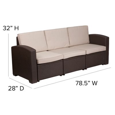 Image showing  Seneca Faux Rattan Sofa with All-Weather Cushions, DAD-SF1-3-GG