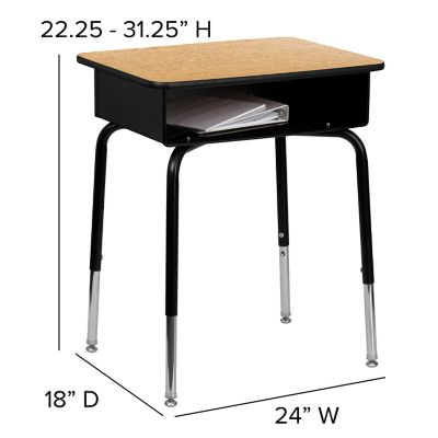 Image showing  Student Desk with Open Front Metal Book Box