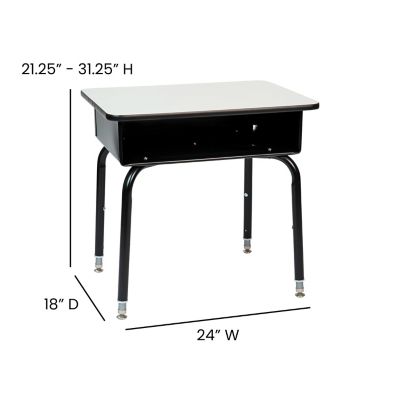 Image showing  Student Desk with Open Front Metal Book Box