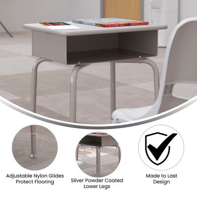 Image showing  Student Desk with Open Front Metal Book Box