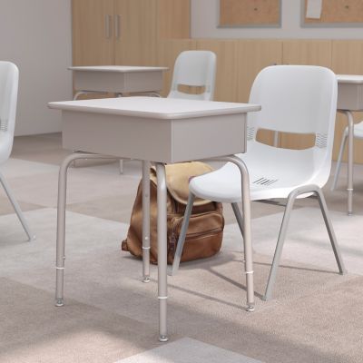 Image showing  Student Desk with Open Front Metal Book Box