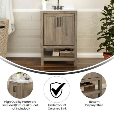 Image showing  Bathroom Vanity with Undermount Sink and Open Storage Shelf