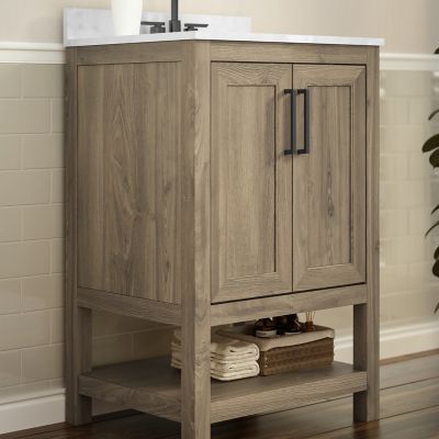 Image showing  Bathroom Vanity with Undermount Sink and Open Storage Shelf