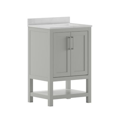 Image showing  Bathroom Vanity with Undermount Sink and Open Storage Shelf