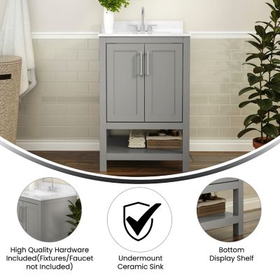 Image showing  Bathroom Vanity with Undermount Sink and Open Storage Shelf
