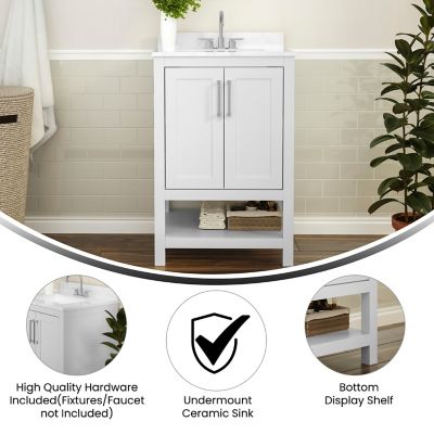 Image showing 2 th Flash Furniture Bathroom Vanity with Undermount Sink and Open Storage Shelf