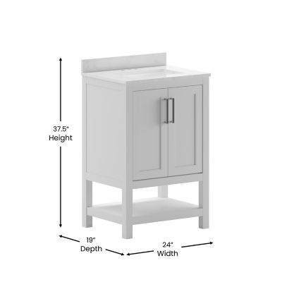 Image showing 3 th Flash Furniture Bathroom Vanity with Undermount Sink and Open Storage Shelf