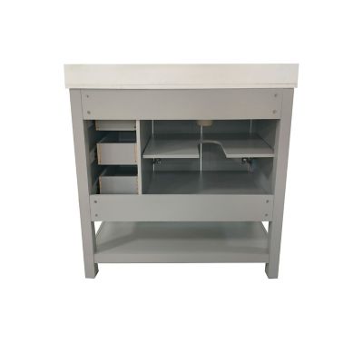 Image showing 5 th Flash Furniture Bathroom Vanity with Sink, Open Storage, and Storage Drawers