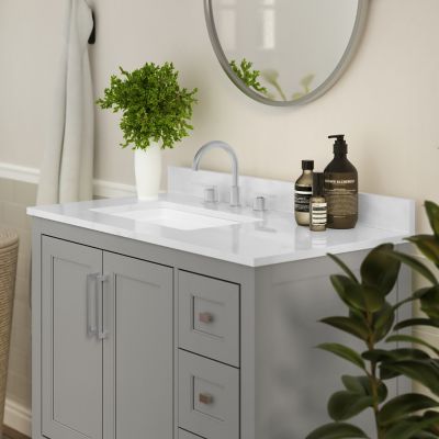 Image showing 6 th Flash Furniture Bathroom Vanity with Sink, Open Storage, and Storage Drawers