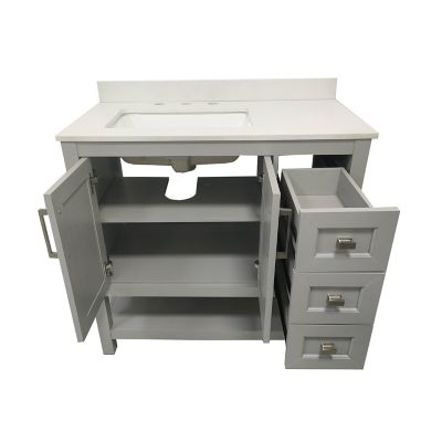 Image showing 7 th Flash Furniture Bathroom Vanity with Sink, Open Storage, and Storage Drawers
