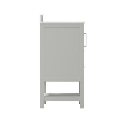 Image showing 8 th Flash Furniture Bathroom Vanity with Sink, Open Storage, and Storage Drawers