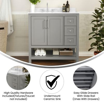 Image showing  Bathroom Vanity with Sink, Open Storage, and Storage Drawers