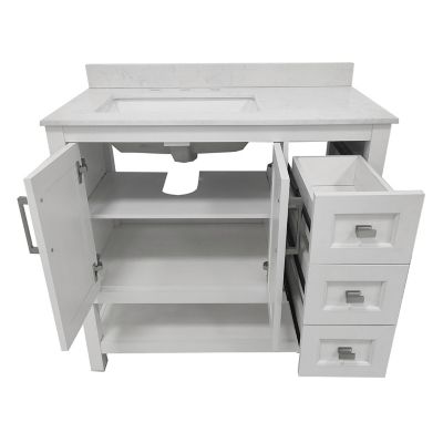 Image showing 7 th Flash Furniture Bathroom Vanity with Sink, Open Storage, and Storage Drawers