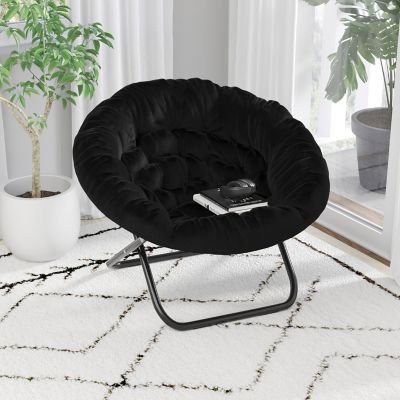 Flash Furniture Gwen 38 in. Oversize Portable Faux Fur Folding Saucer Moon Chair for Dorm and Bedroom