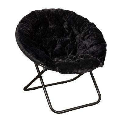 Image showing  Gwen 38 in. Oversize Portable Faux Fur Folding Saucer Moon Chair for Dorm and Bedroom