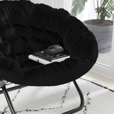 Image showing  Gwen 38 in. Oversize Portable Faux Fur Folding Saucer Moon Chair for Dorm and Bedroom