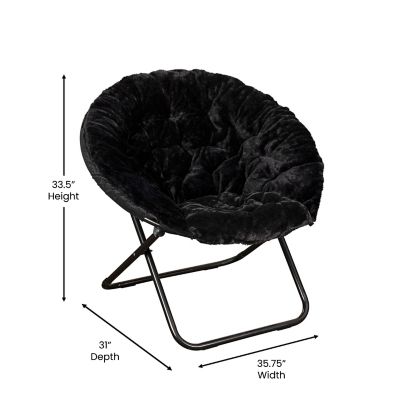 Image showing  Gwen 38 in. Oversize Portable Faux Fur Folding Saucer Moon Chair for Dorm and Bedroom