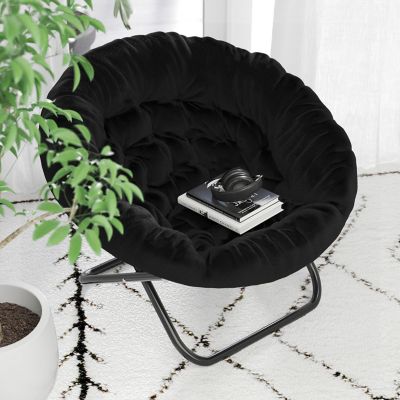 Image showing 5 th Flash Furniture Gwen 38 in. Oversize Portable Faux Fur Folding Saucer Moon Chair for Dorm and Bedroom