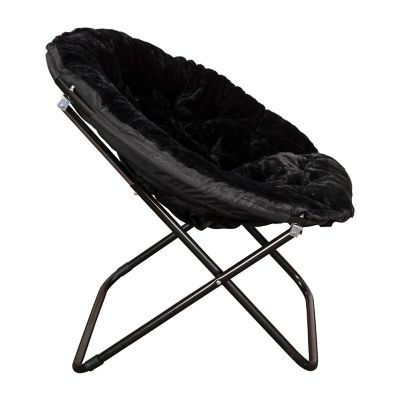 Image showing 8 th Flash Furniture Gwen 38 in. Oversize Portable Faux Fur Folding Saucer Moon Chair for Dorm and Bedroom