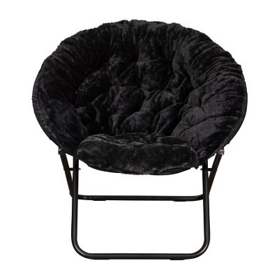 Image showing 9 th Flash Furniture Gwen 38 in. Oversize Portable Faux Fur Folding Saucer Moon Chair for Dorm and Bedroom