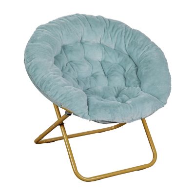 Image showing  Gwen 38 in. Oversize Portable Faux Fur Folding Saucer Moon Chair for Dorm and Bedroom