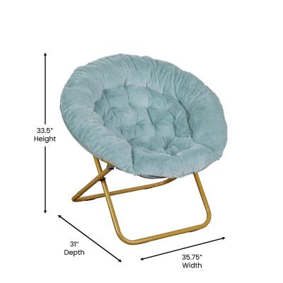 Image showing  Gwen 38 in. Oversize Portable Faux Fur Folding Saucer Moon Chair for Dorm and Bedroom