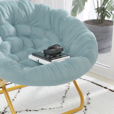 Image showing  Gwen 38 in. Oversize Portable Faux Fur Folding Saucer Moon Chair for Dorm and Bedroom