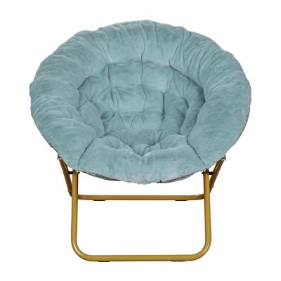 Image showing 8 th Flash Furniture Gwen 38 in. Oversize Portable Faux Fur Folding Saucer Moon Chair for Dorm and Bedroom
