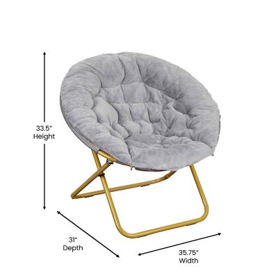 Image showing  Gwen 38 in. Oversize Portable Faux Fur Folding Saucer Moon Chair for Dorm and Bedroom
