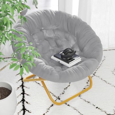 Image showing  Gwen 38 in. Oversize Portable Faux Fur Folding Saucer Moon Chair for Dorm and Bedroom