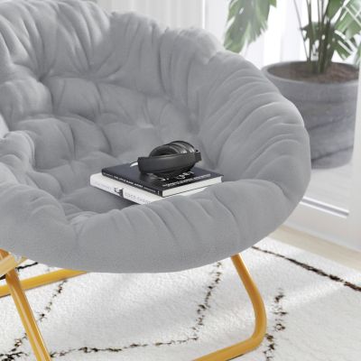 Image showing 5 th Flash Furniture Gwen 38 in. Oversize Portable Faux Fur Folding Saucer Moon Chair for Dorm and Bedroom