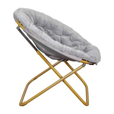 Image showing 7 th Flash Furniture Gwen 38 in. Oversize Portable Faux Fur Folding Saucer Moon Chair for Dorm and Bedroom