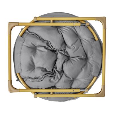 Image showing 8 th Flash Furniture Gwen 38 in. Oversize Portable Faux Fur Folding Saucer Moon Chair for Dorm and Bedroom