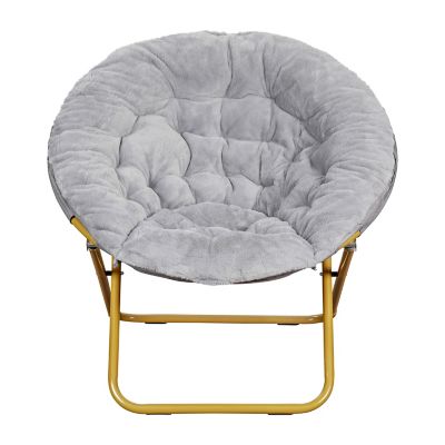 Image showing 9 th Flash Furniture Gwen 38 in. Oversize Portable Faux Fur Folding Saucer Moon Chair for Dorm and Bedroom