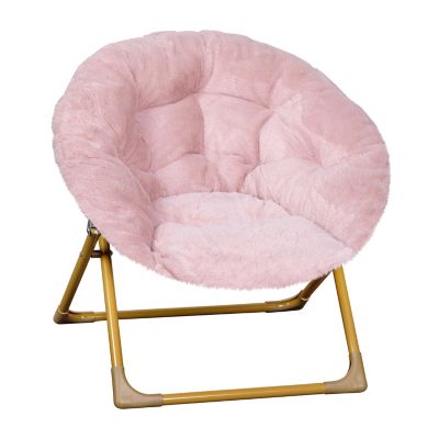 Image showing  Gwen 23 in. Kids Cozy Mini Folding Saucer Chair, Faux Fur Moon Chair for Toddlers and Bedroom