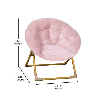 Image showing  Gwen 23 in. Kids Cozy Mini Folding Saucer Chair, Faux Fur Moon Chair for Toddlers and Bedroom