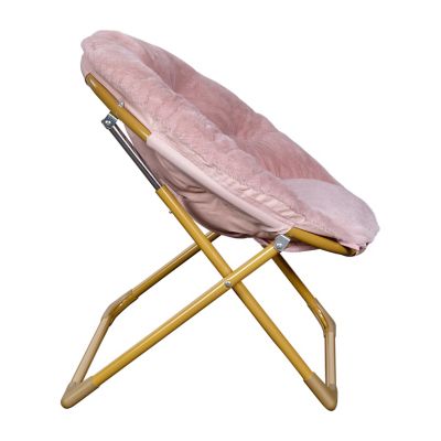 Image showing 8 th Flash Furniture Gwen 23 in. Kids Cozy Mini Folding Saucer Chair, Faux Fur Moon Chair for Toddlers and Bedroom