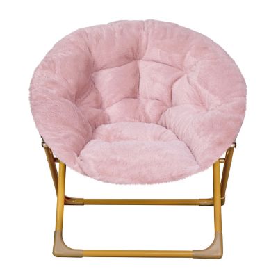 Image showing 9 th Flash Furniture Gwen 23 in. Kids Cozy Mini Folding Saucer Chair, Faux Fur Moon Chair for Toddlers and Bedroom