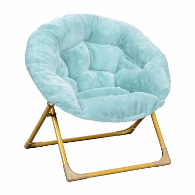 Image showing  Gwen 23 in. Kids Cozy Mini Folding Saucer Chair, Faux Fur Moon Chair for Toddlers and Bedroom