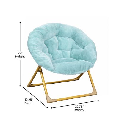 Image showing  Gwen 23 in. Kids Cozy Mini Folding Saucer Chair, Faux Fur Moon Chair for Toddlers and Bedroom
