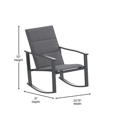 Image showing  Brazos 3 pc. Outdoor Rocking Chair Bistro Set with Flex Comfort Material and Metal Framed Glass Top Table