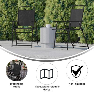 Image showing  Mystic Folding Patio Sling Chairs, Outdoor Textilene Lawn Chairs with Armrests, 2-Pack