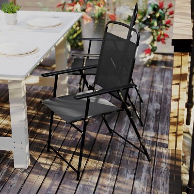Image showing  Mystic Folding Patio Sling Chairs, Outdoor Textilene Lawn Chairs with Armrests, 2-Pack