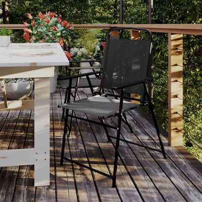 Image showing  Mystic Folding Patio Sling Chairs, Outdoor Textilene Lawn Chairs with Armrests, 2-Pack