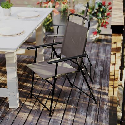 Image showing  Mystic Folding Patio Sling Chairs, Outdoor Textilene Lawn Chairs with Armrests, 2-Pack