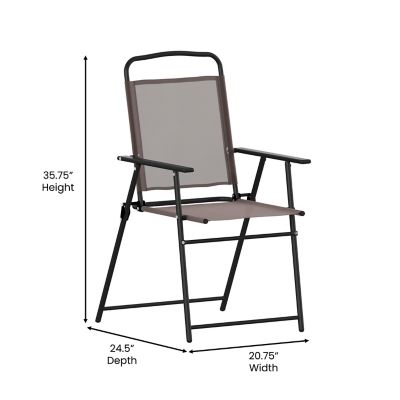 Image showing 5 th Flash Furniture Mystic Folding Patio Sling Chairs, Outdoor Textilene Lawn Chairs with Armrests, 2-Pack