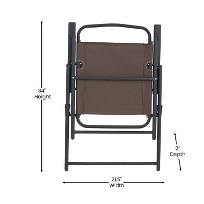 Image showing 6 th Flash Furniture Mystic Folding Patio Sling Chairs, Outdoor Textilene Lawn Chairs with Armrests, 2-Pack