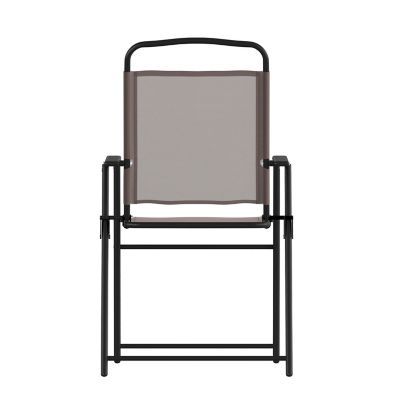 Image showing 8 th Flash Furniture Mystic Folding Patio Sling Chairs, Outdoor Textilene Lawn Chairs with Armrests, 2-Pack